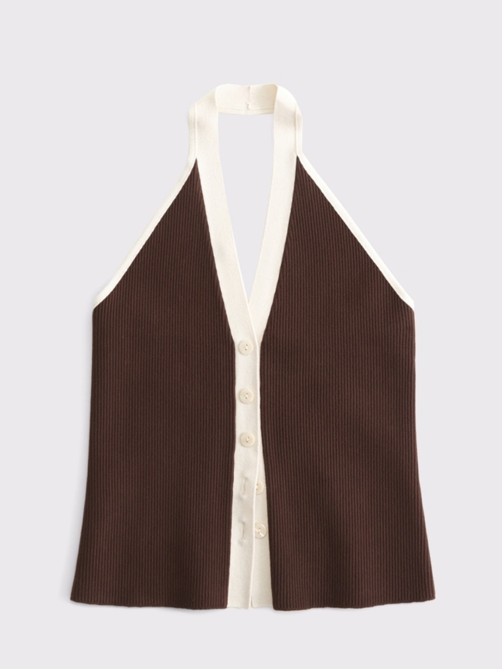 NWT Abercrombie & Fitch Brown & Cream Ribbed Halter Sweater Vest Women’s Large